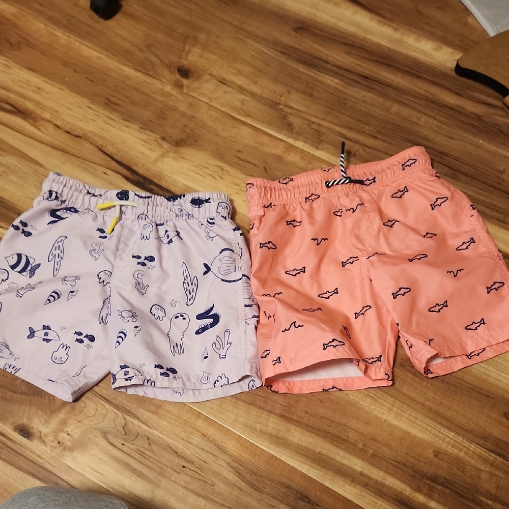 Cat & Jack Blue and Pink Swim Trunks with Playful Patterns